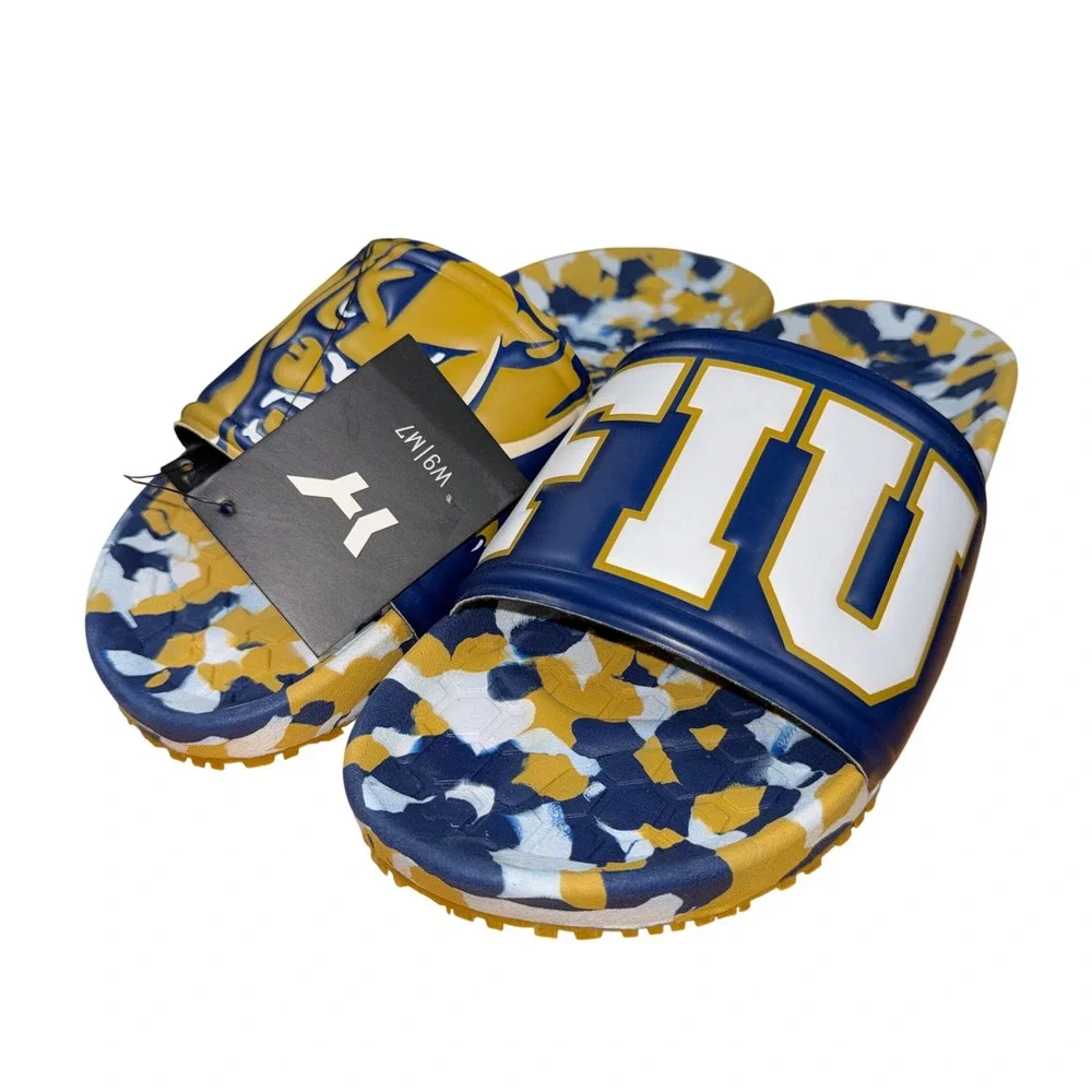 NEW Hype Co Slyder Florida International University M7/W9 Slide Sandal Blue Camo
